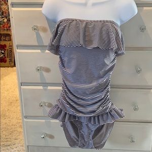 Striped Swimsuit w/ Removable Halter Ties - Sz L